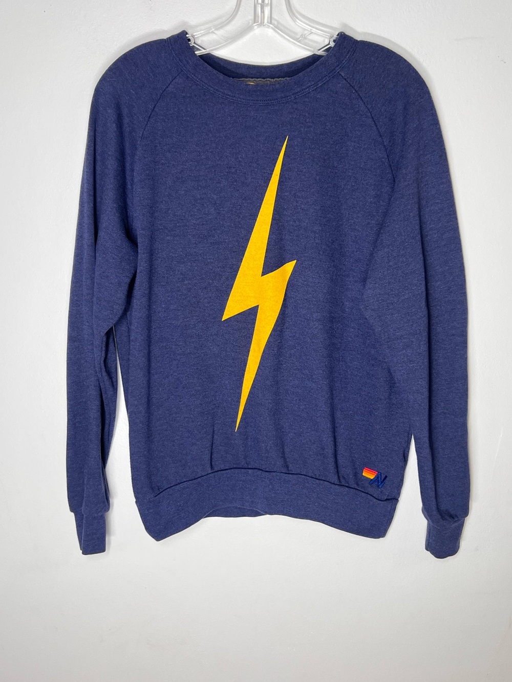 Aviator Nation Bolt Crewneck Sweatshirt Blue Sz S - Picture 2 of 7